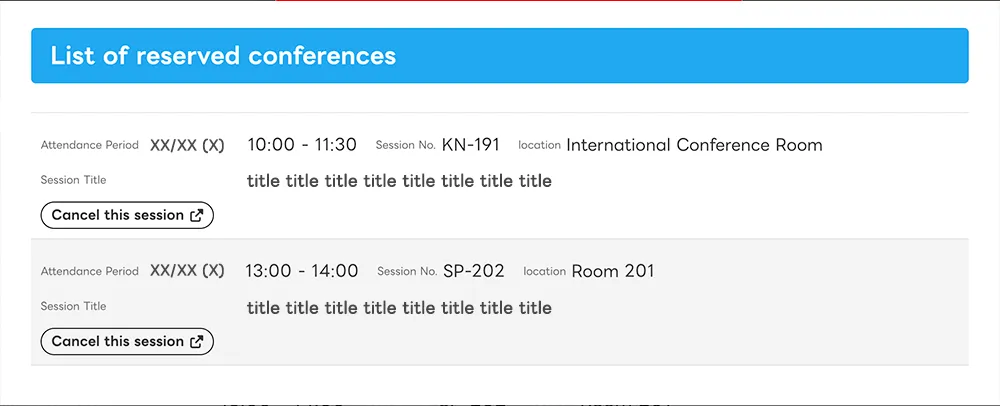 The Reservation List page on your My Page