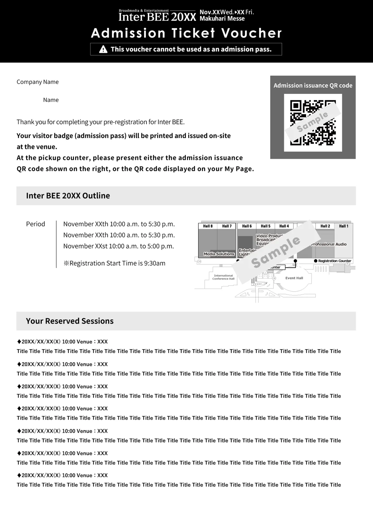 Admission pass sample